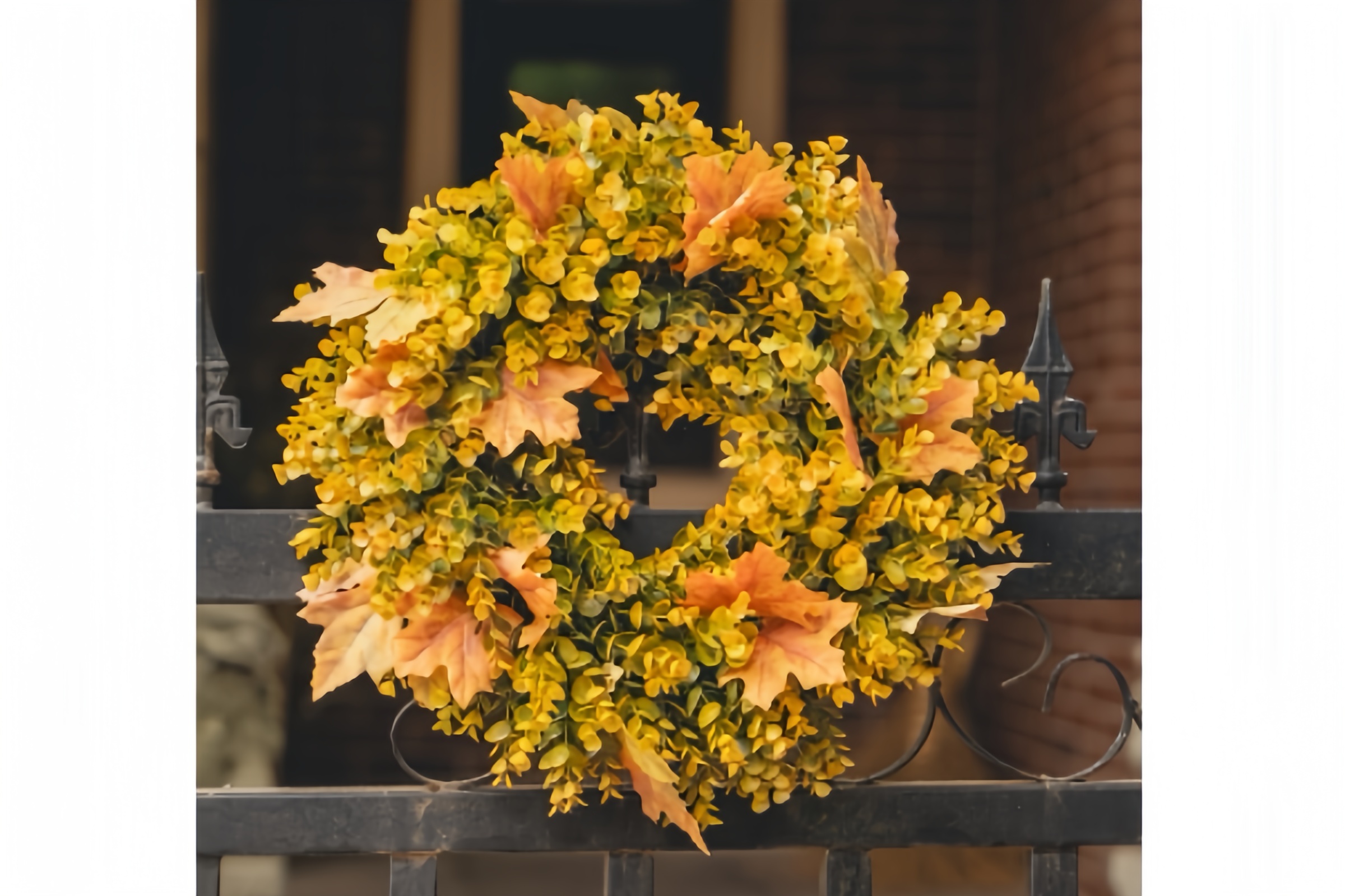 Autumn Simulation Maple Leaf Eucalyptus Wreath