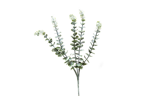 Bundle Of 5 Branches 46cm Plastic Eucalyptus, Frosted (White Hair Pulp)